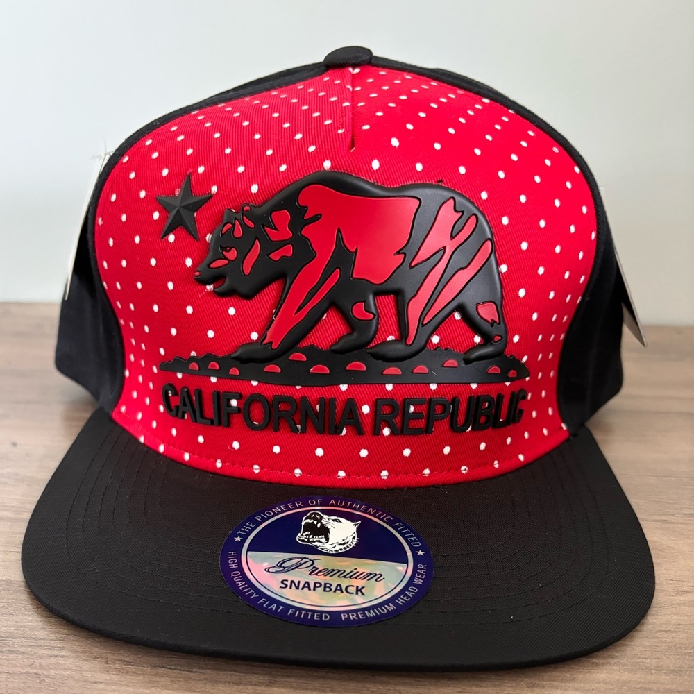Premium SnapBack California Republic Red Poca Dot SnapBack